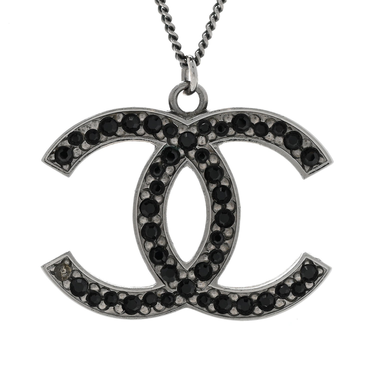 Chanel Crystal Large CC Necklace Ruthenium Black 4 of 7