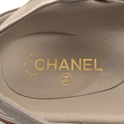 Chanel Satin Lambskin Chain Flat Sandals 37.5 Beige 8 of 8