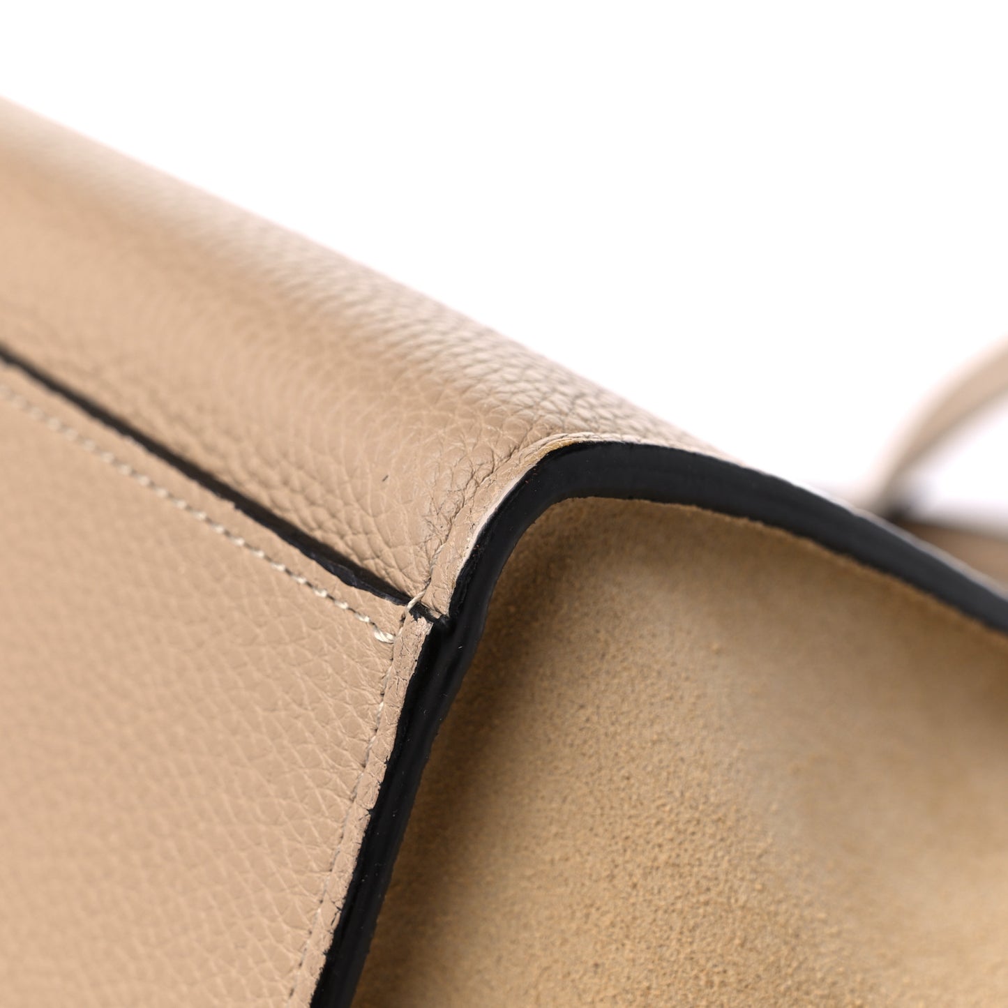 Drummed Calfskin Suede Small Trapeze Dune