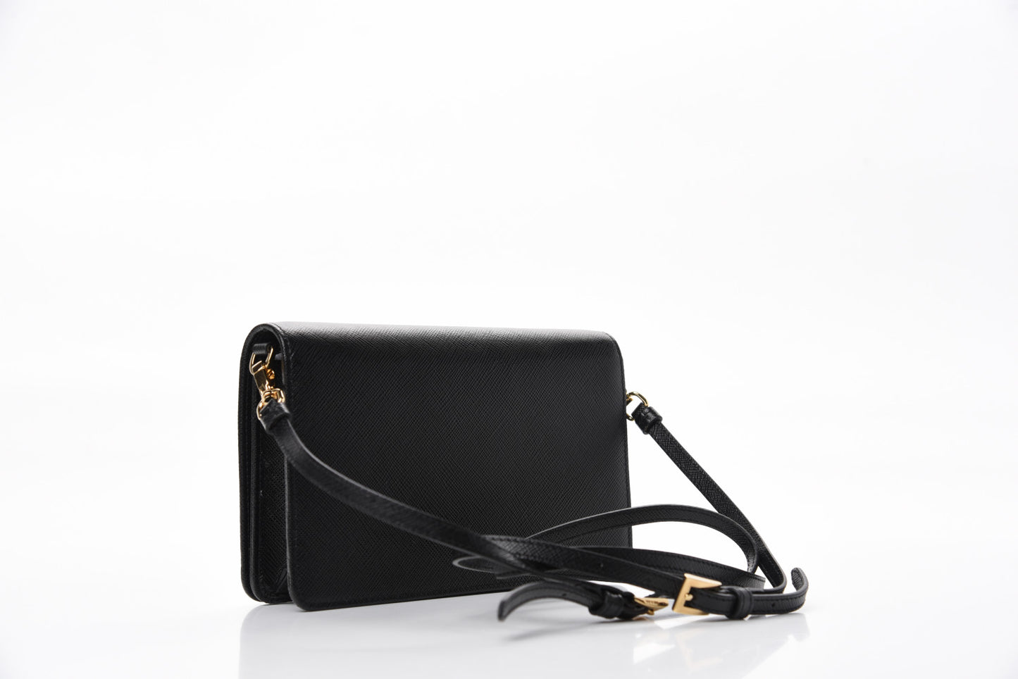 Saffiano Lux Mini Shoulder Bag Black