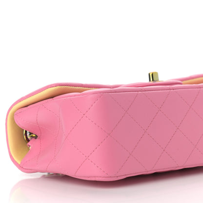 Chanel Lambskin Quilted Mini Rectangular Flap Pink Yellow 9 of 11