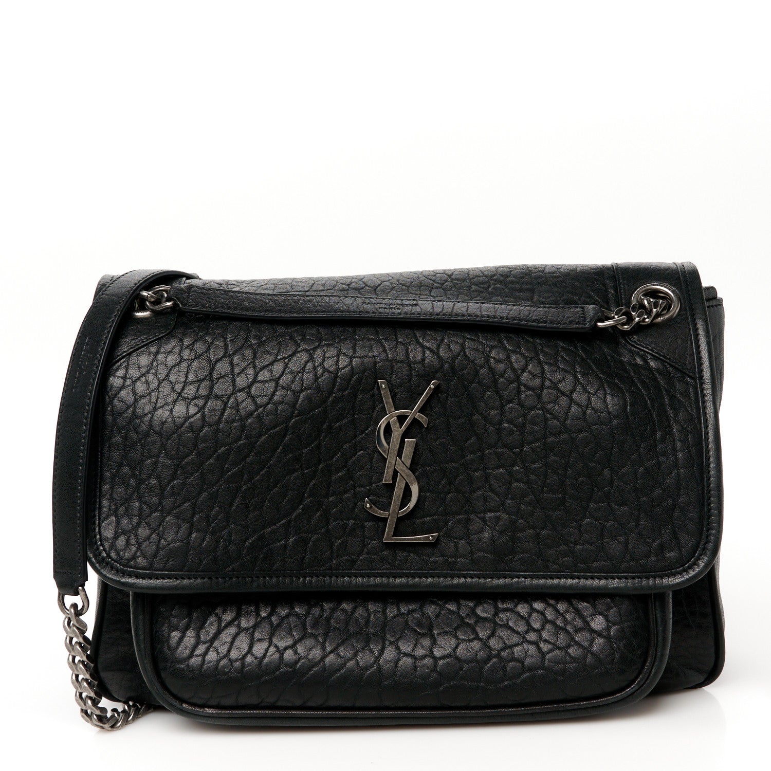 Saint Laurent Grained Lambskin Monogram Medium Niki Chain Satchel Black 1 of 10