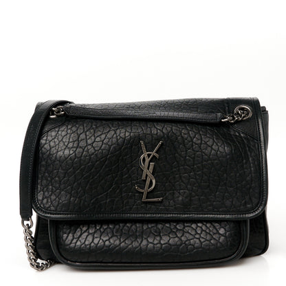 Saint Laurent Grained Lambskin Monogram Medium Niki Chain Satchel Black 1 of 10