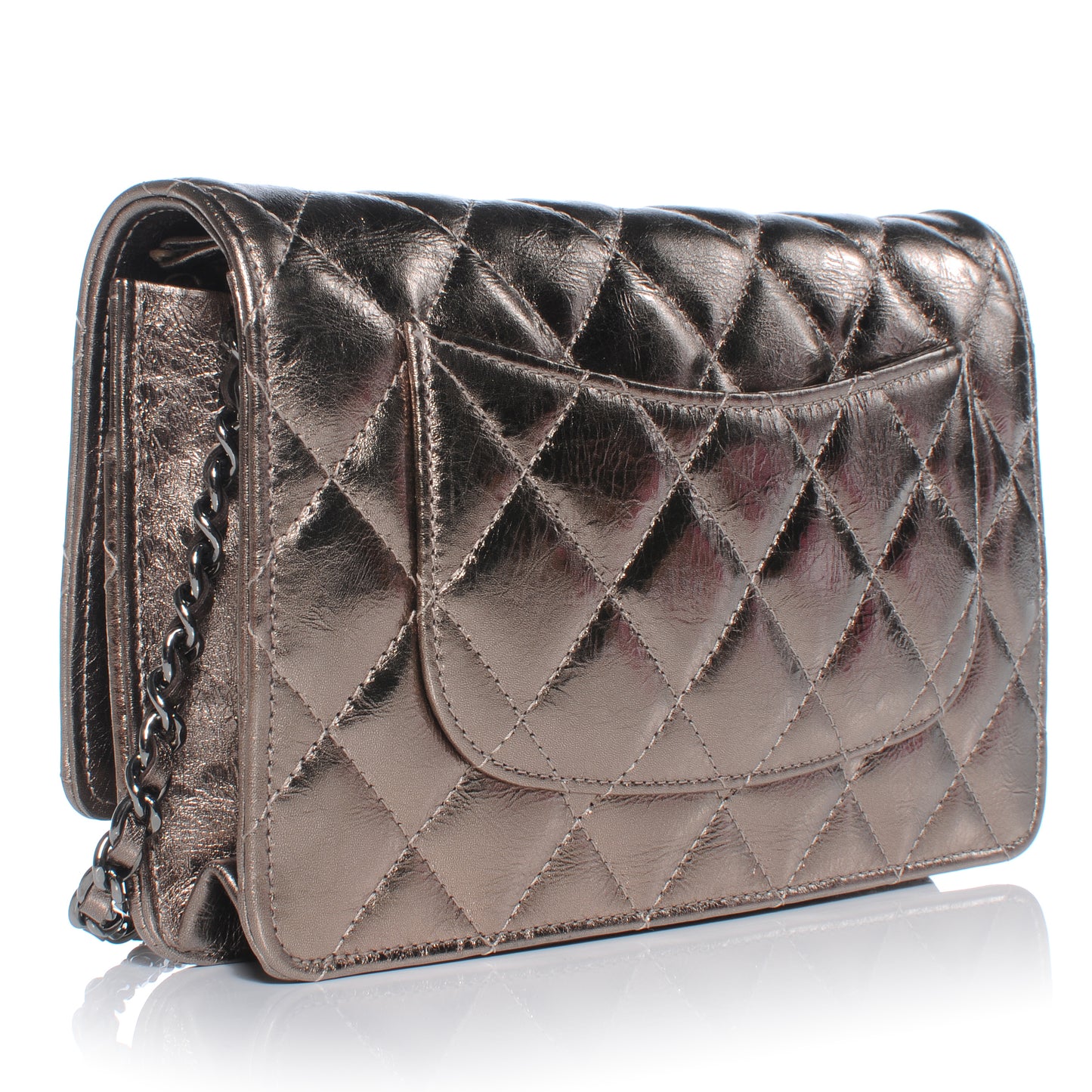 Calfskin Reissue Wallet On Chain WOC Dark Silver