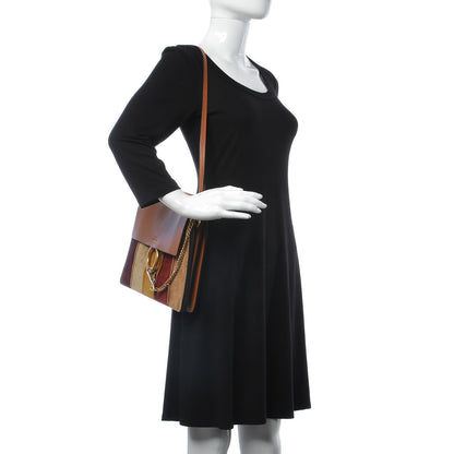 Chloe Suede Striped Patchwork Medium Faye Shoulder Bag Caramel 2 of 11