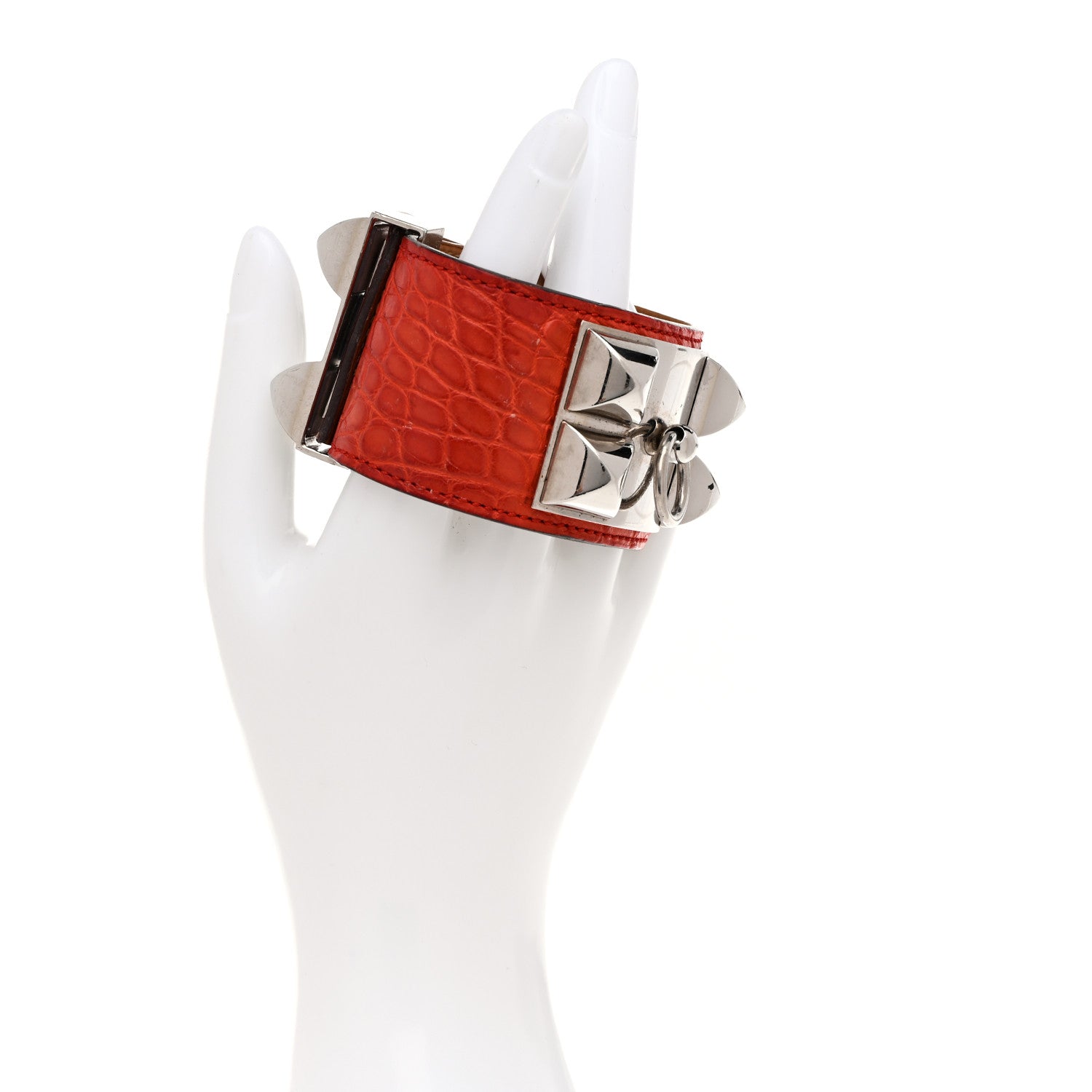Hermes Matte Alligator Collier De Chien CDC Bracelet S Geranium 2 of 6
