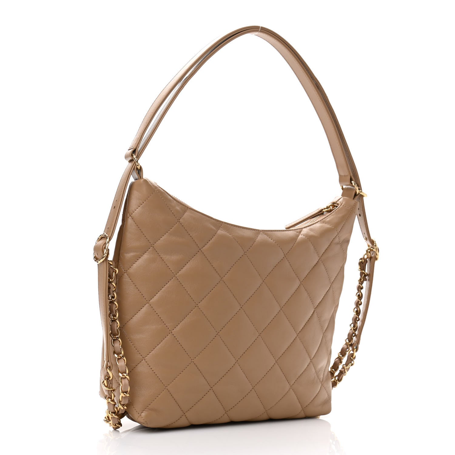 Chanel Lambskin Quilted Hobo Beige 3 of 11