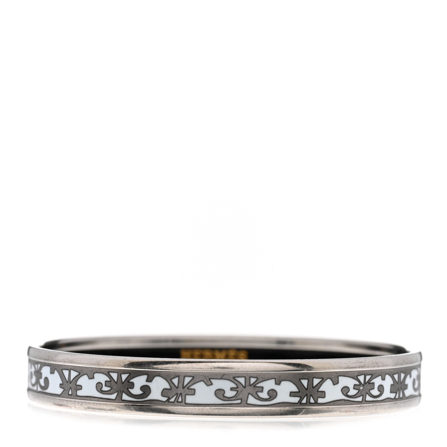 Hermes Enamel Printed Narrow Balcons Du Guadalquivir Bracelet 65 Platine 1 of 5