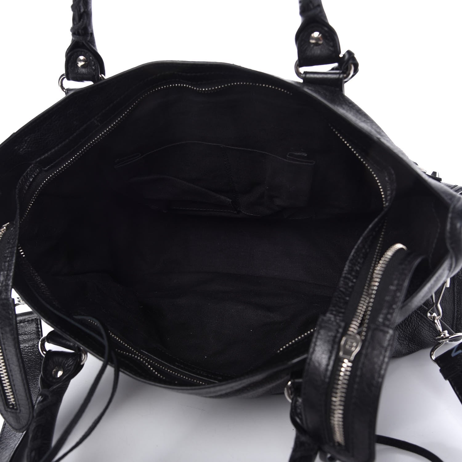 Balenciaga Agneau Classic Silver Hardware City Logo Strap Black White 5 of 9