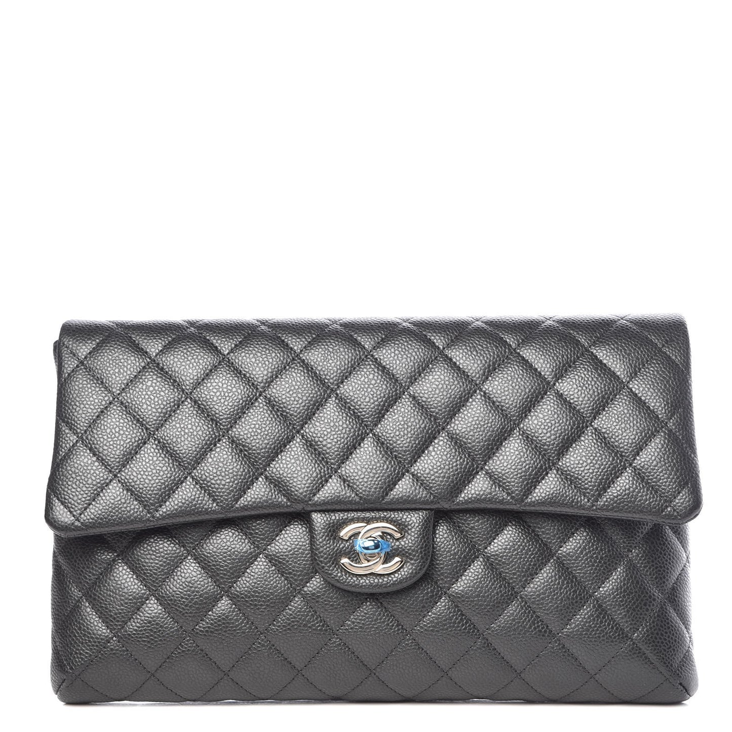 Caviar Quilted Clutch Dark Grey