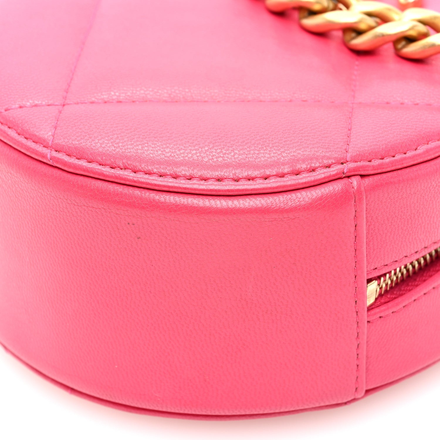 Chanel Goatskin Quilted Chanel 19 Round Clutch With Chain Dark Pink 10 of 10