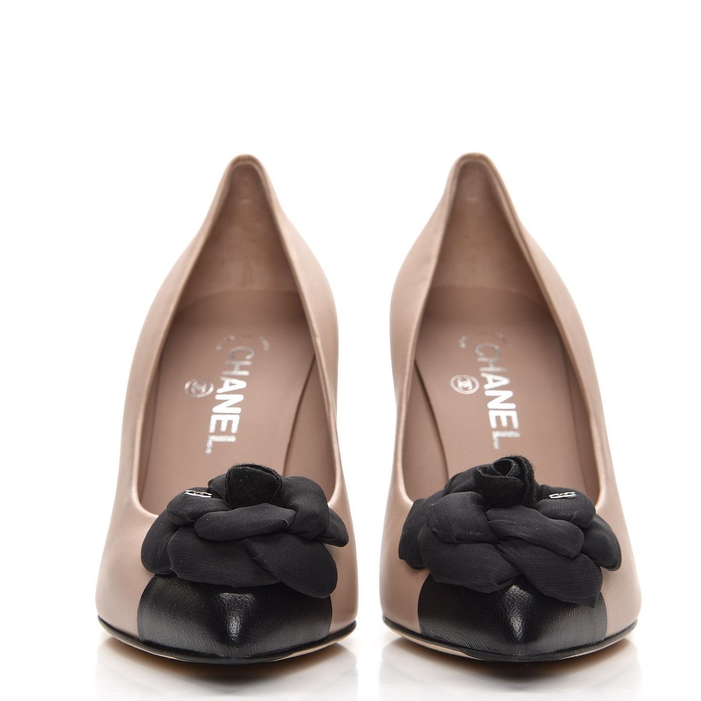 Lambskin Camellia CC Pumps 39 Light Pink Black