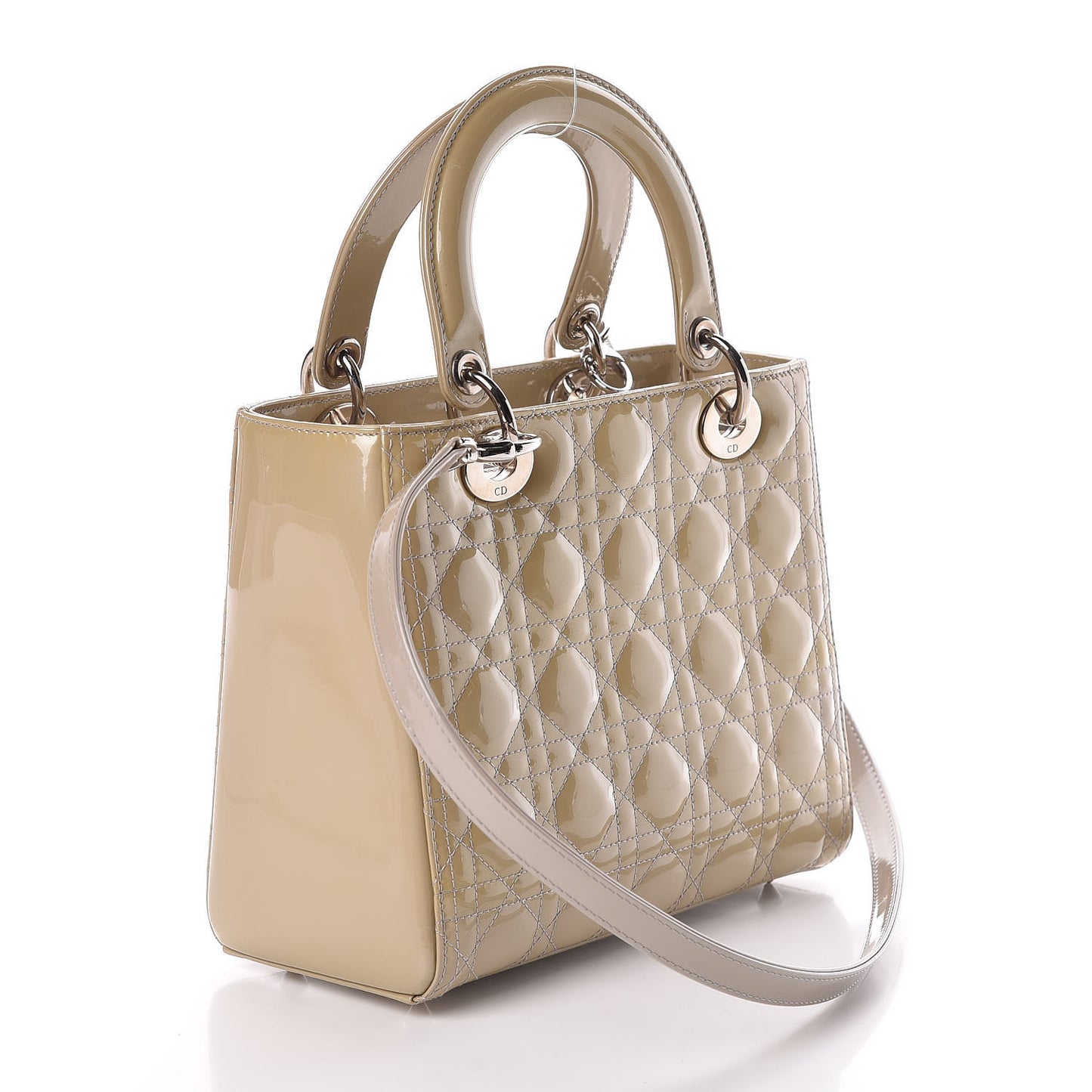 Pearlized Patent Cannage Medium Lady Dior Grey