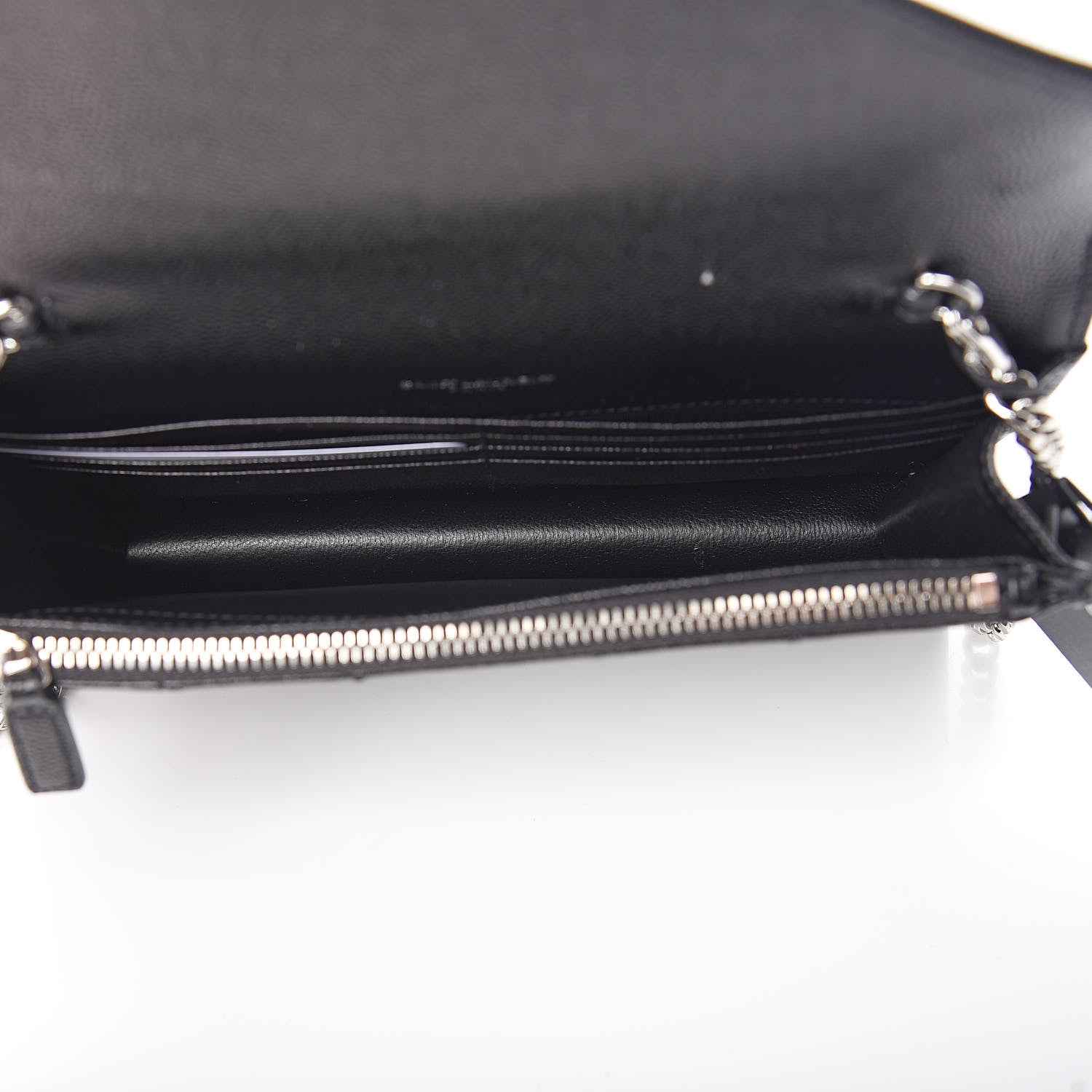 Saint Laurent Grain De Poudre Matelasse Chevron Monogram Envelope Chain Wallet Black 5 of 11