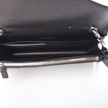 Saint Laurent Grain De Poudre Matelasse Chevron Monogram Envelope Chain Wallet Black 5 of 11