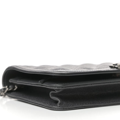 Chanel Caviar Quilted Boy Wallet On Chain WOC Charcoal 8 of 11