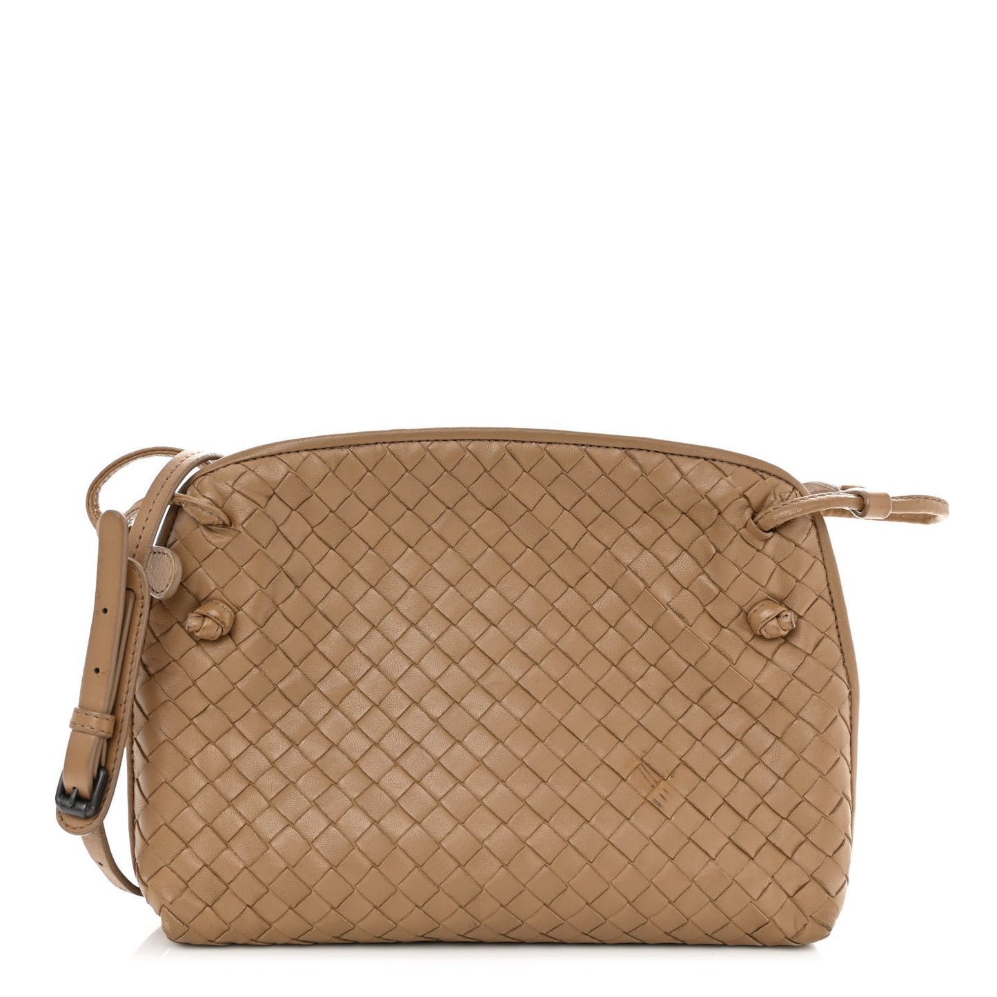 Nappa Intrecciato Nodini Crossbody Messenger Camel