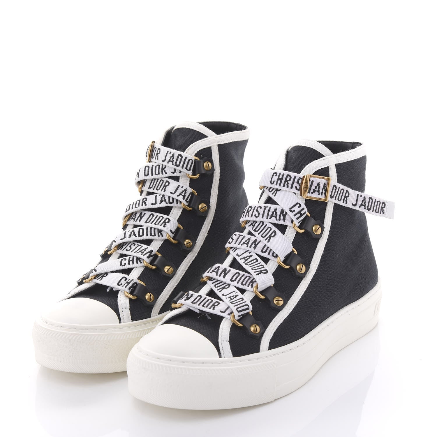 Christian Dior Technical Mesh Calfskin Womens Walk'N'Dior High Top Sneaker 36 Black 1 of 8