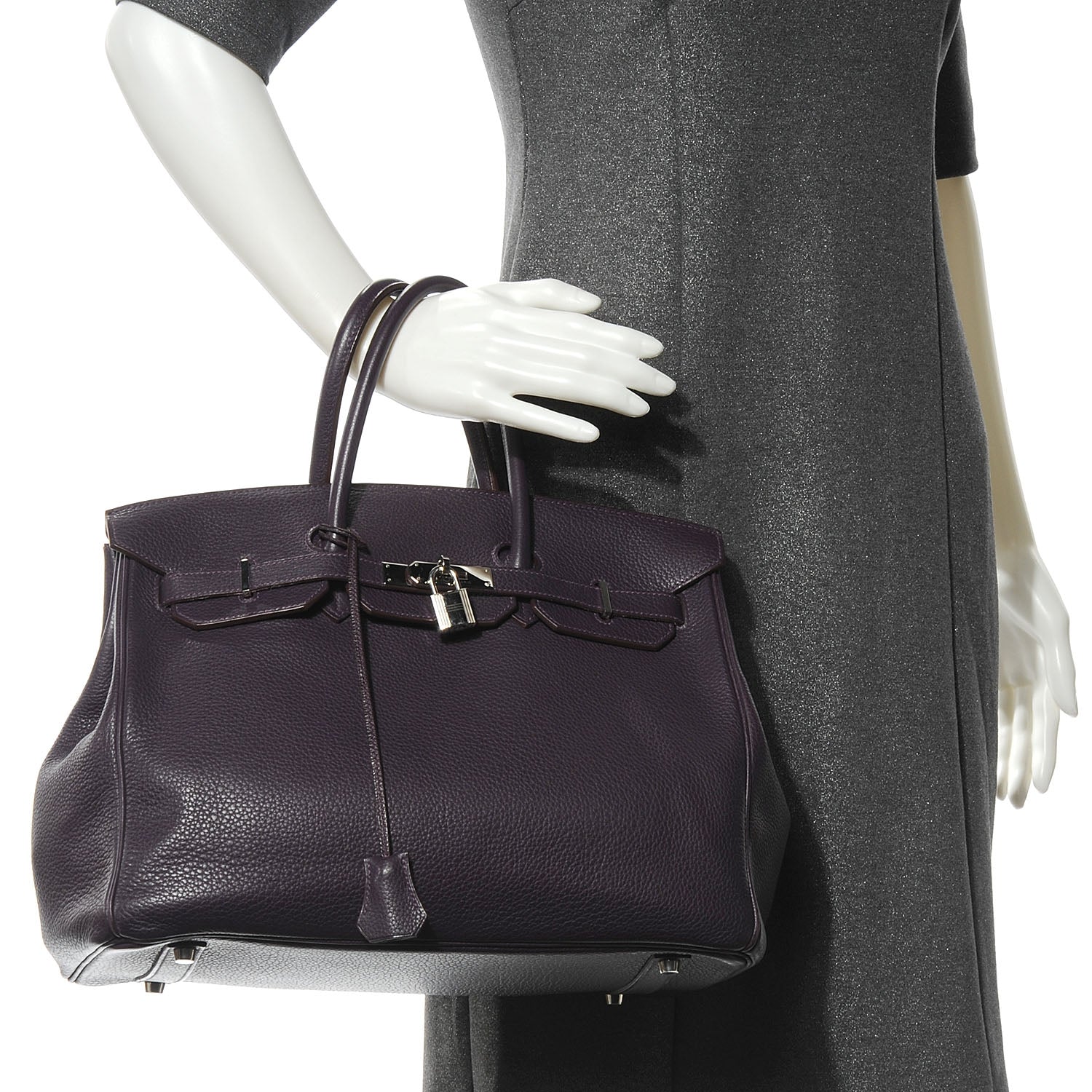 Hermes Taurillon Clemence Birkin 35 Raisin 2 of 10