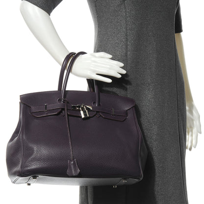Hermes Taurillon Clemence Birkin 35 Raisin 2 of 10