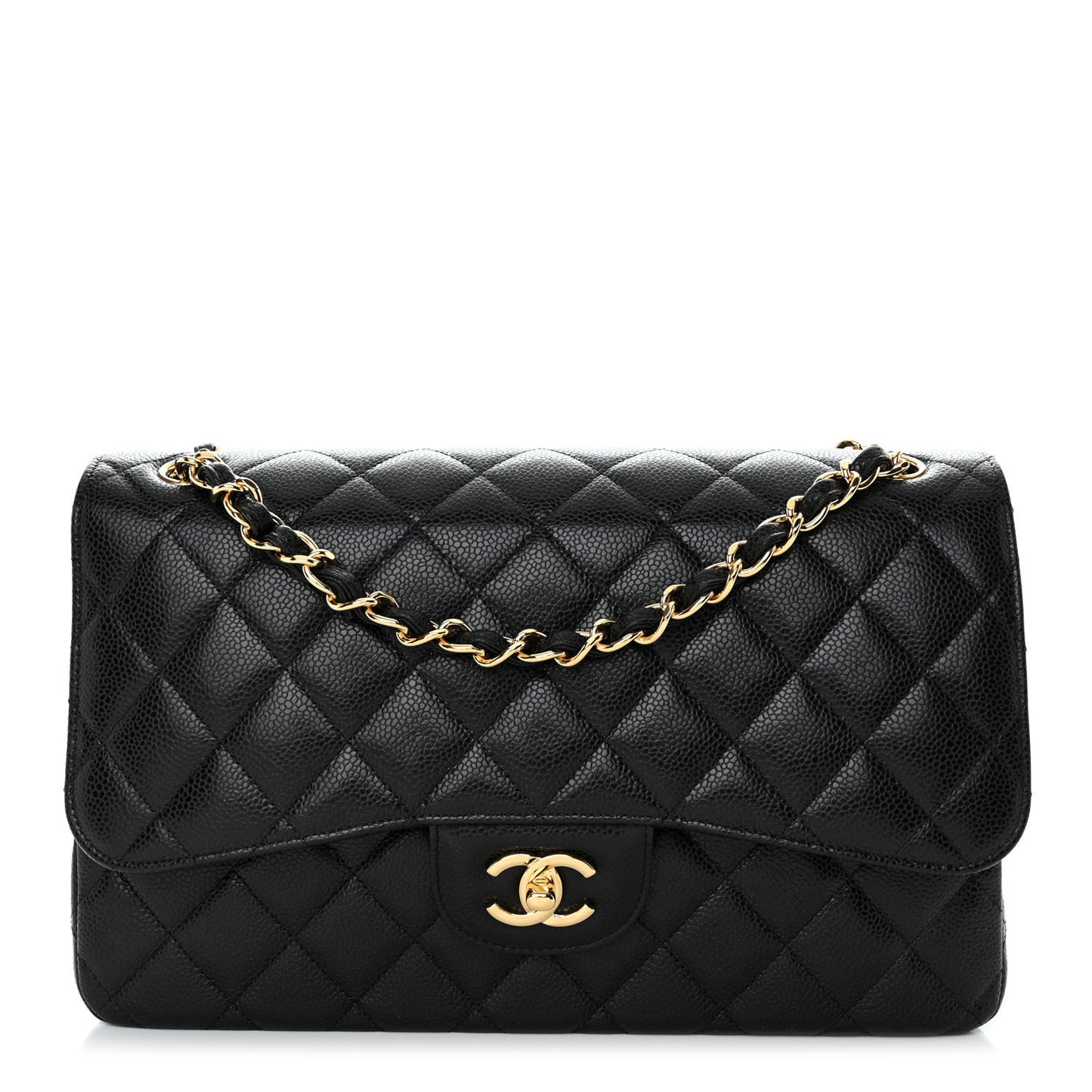 Caviar Quilted Jumbo Double Flap Black
