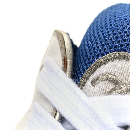 Chanel Mesh Suede Calfskin Womens CC Sneakers 38 Dark Blue Black White 10 of 12