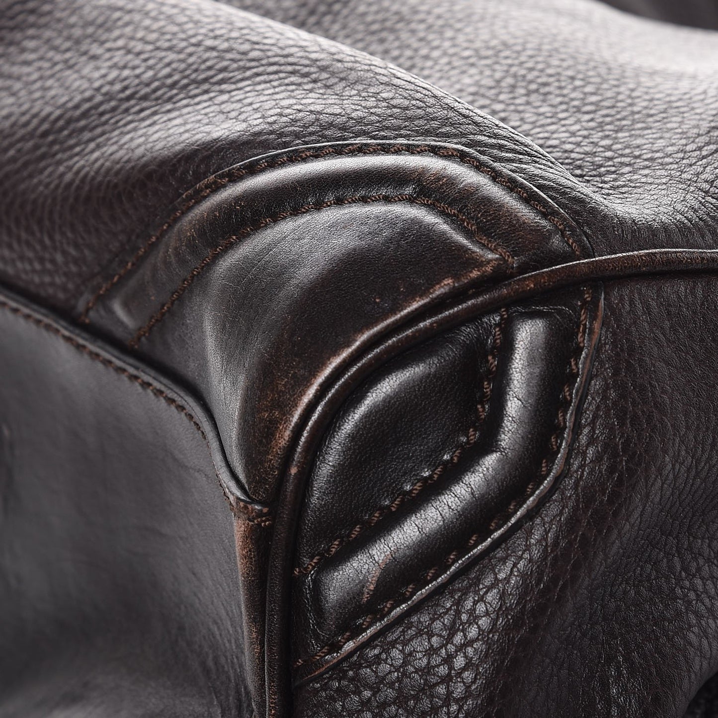 Grainy Calfskin Small Canterbury Tote Dark Chocolate