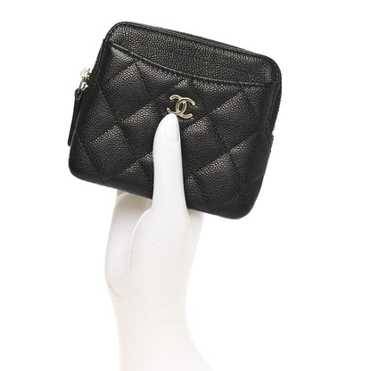 Chanel Caviar Quilted Zip Card Holder Wallet Black 2 of 9