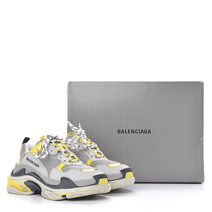 Balenciaga Fabric Mesh Womens Triple S Sneakers 37 Yellow Grey White 11 of 11