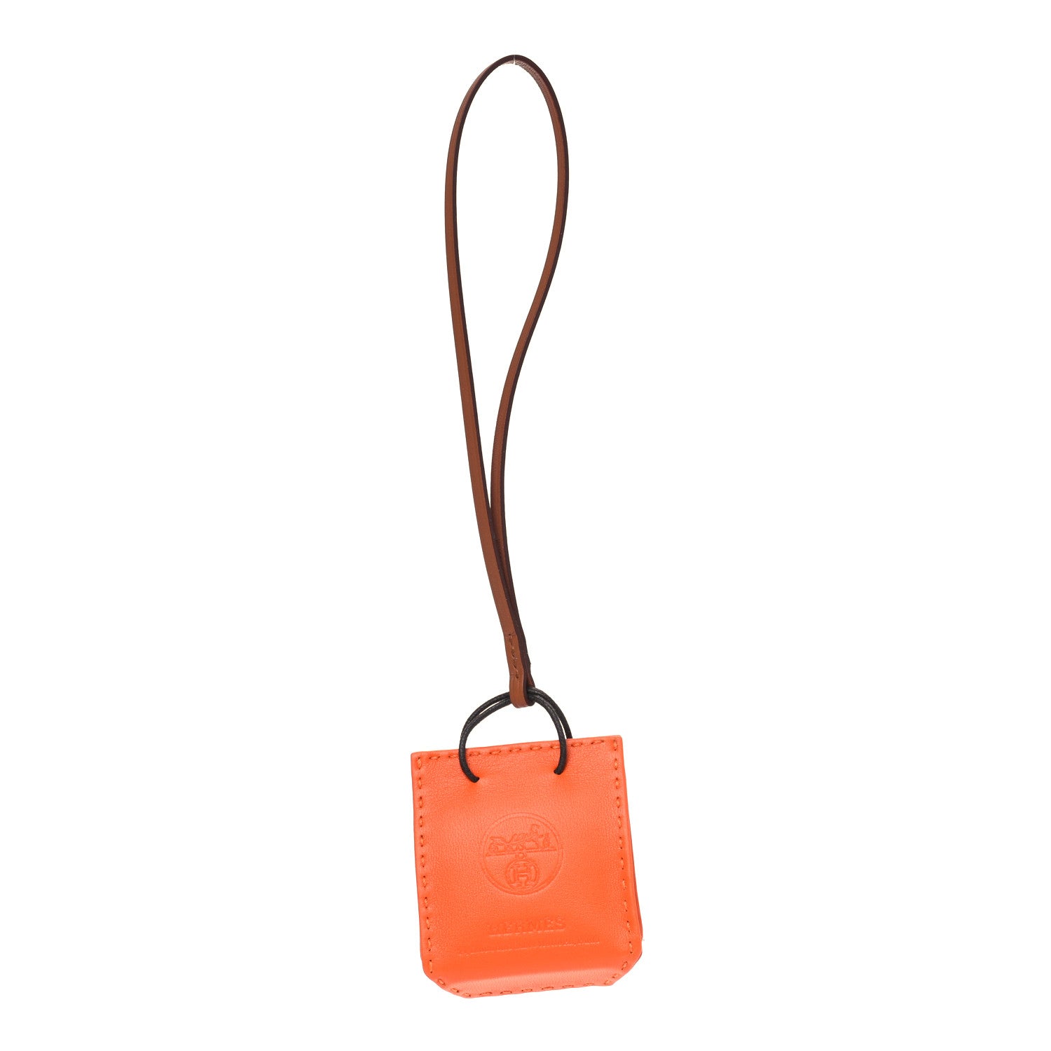 Hermes Milo Lambskin Swift Shopping Bag Charm Feu Gold 1 of 3