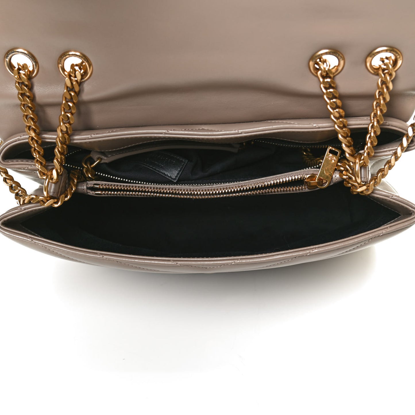 Calfskin Y Quilted Monogram Medium Loulou Chain Satchel Taupe