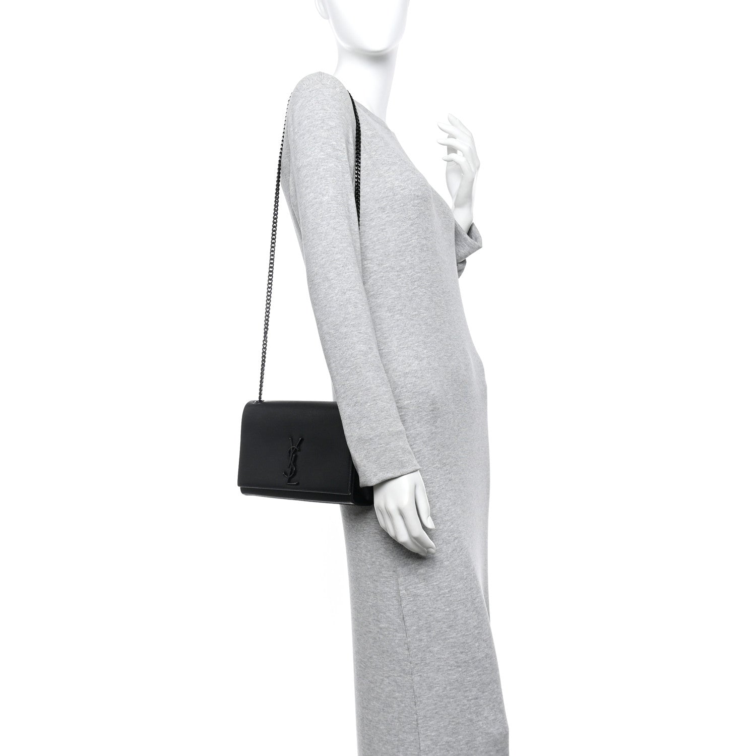 Saint Laurent Grain De Poudre Medium Classic Monogram Monochrome Kate Satchel Black 2 of 12
