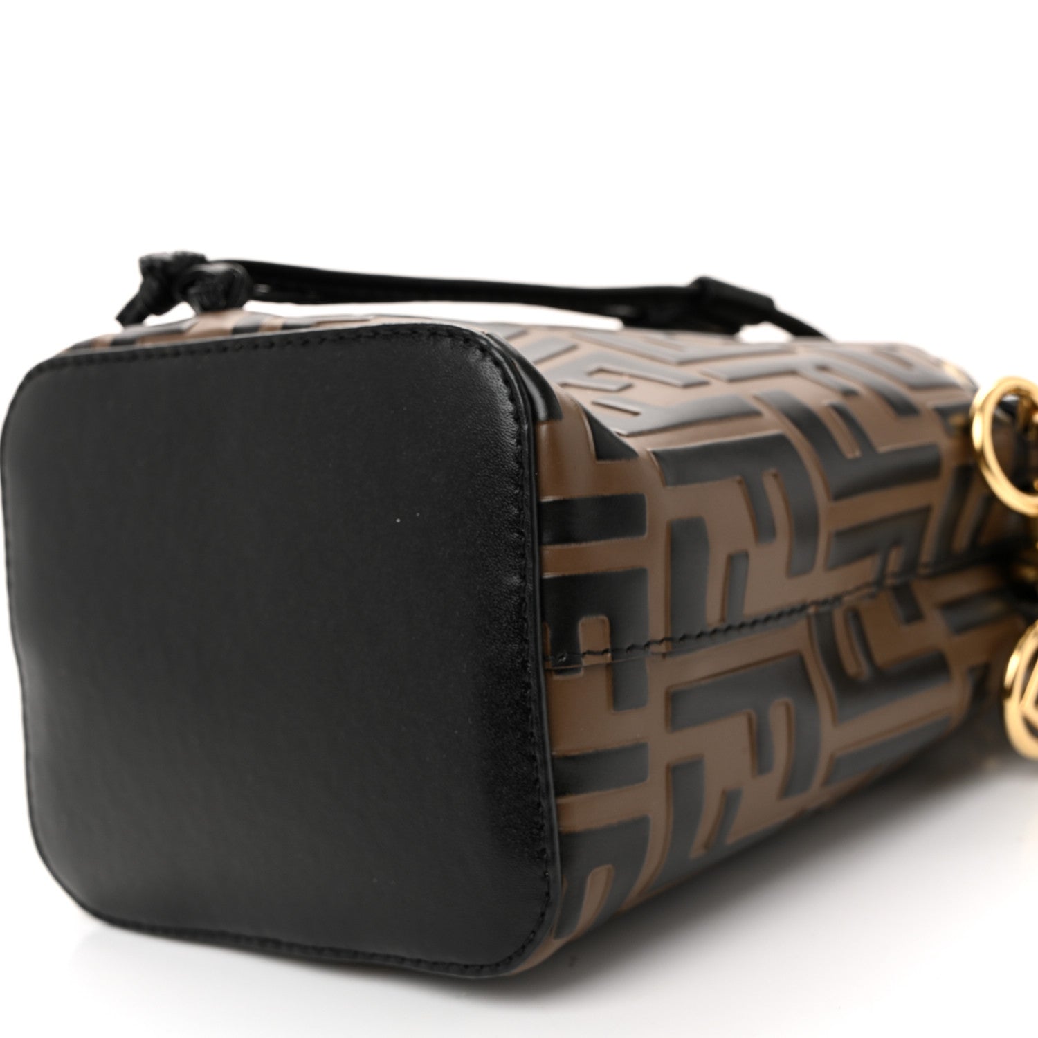 Fendi Vitello Liberty F is Fendi Bi-Color FF 1974 Embossed Mini Mon Tresor Bucket Bag Maya Black 10 of 11