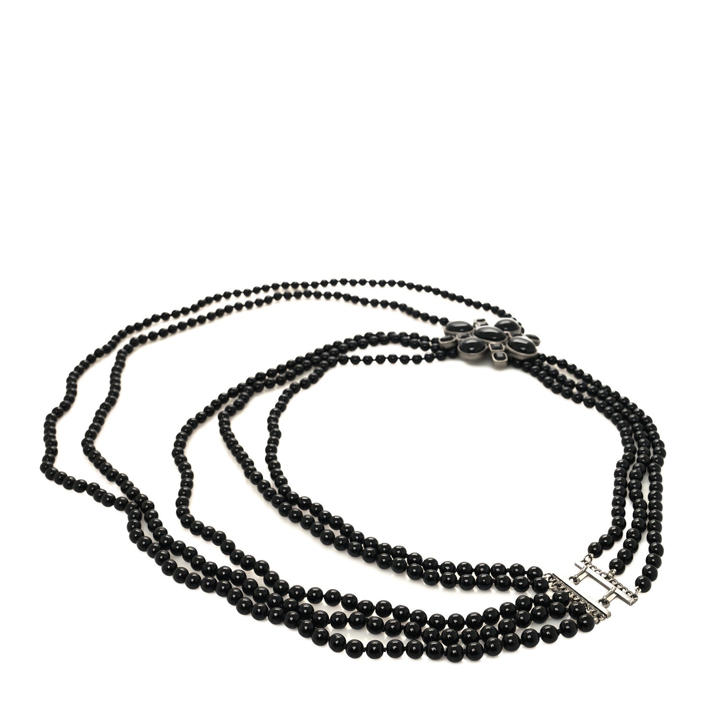Gripoix Beaded Multi Strand Belt Ruthenium Black