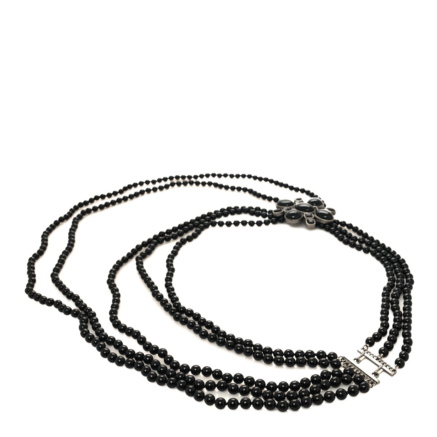 Chanel Gripoix Beaded Multi Strand Belt Ruthenium Black 2 of 4
