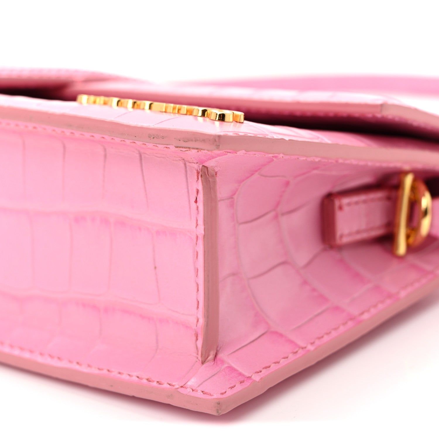 Jacquemus Calfskin Crocodile Embossed Le Bambino Long Pink 9 of 9