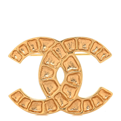 Chanel Textured CC Brooch Gold 1 of 3