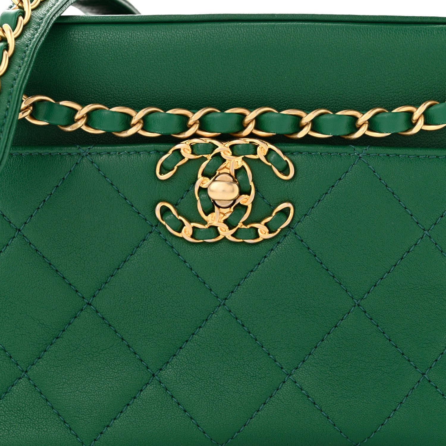 Chanel Goatskin Quilted Chanel 19 Camera Case Green 8 of 10