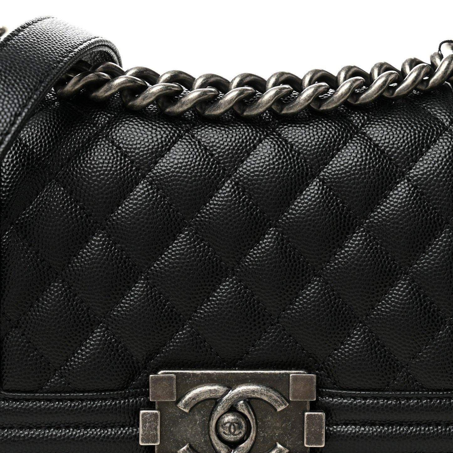 Caviar Quilted Small Boy Flap Black