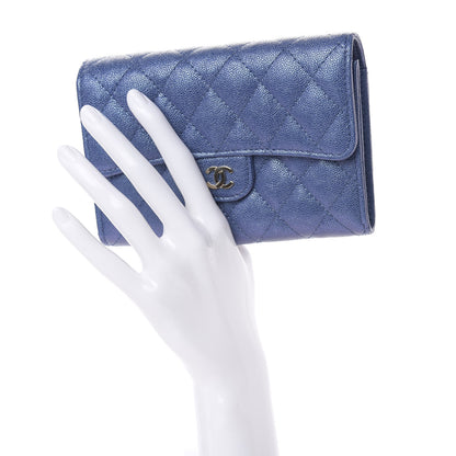 Chanel Iridescent Caviar Quilted Medium Flap Wallet Blue 2 of 9