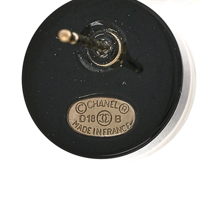 Chanel Resin CC Earrings White Black 4 of 4
