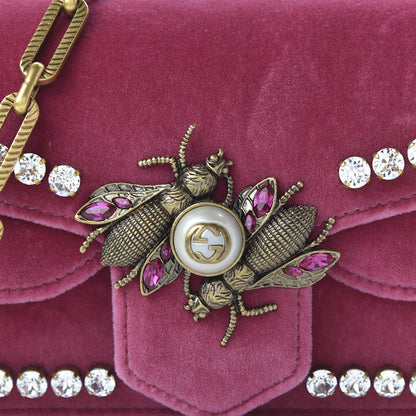 Gucci Velvet Crystal Mini Bee Broadway Shoulder Bag Light Raspberry Rose 10 of 10