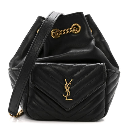 Saint Laurent Lambskin Matelasse Monogram Joe Nano Bucket Bag Black 1 of 13