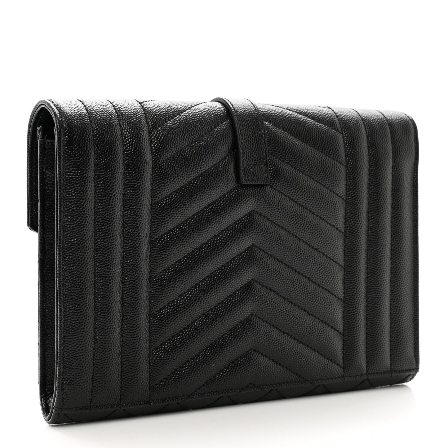Grain De Poudre Textured Mixed Matelasse Triquilt Monogram Clutch Black