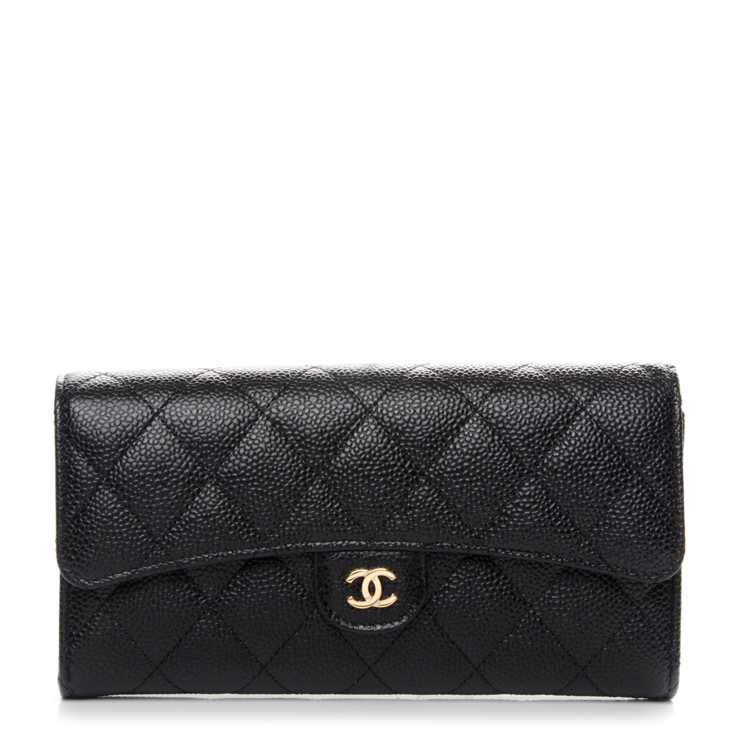 Chanel Caviar Quilted Large Gusset Flap Wallet Black 1 of 8