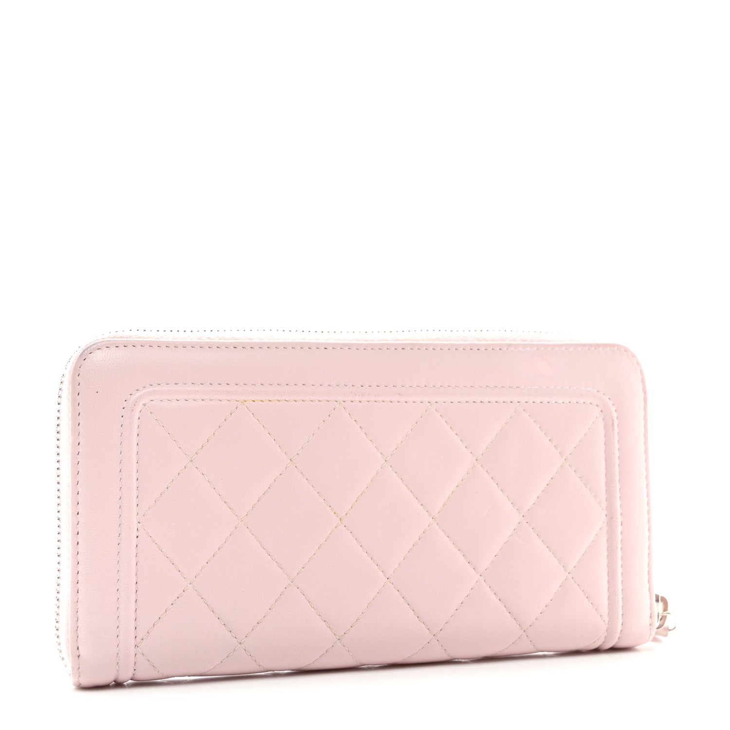 Chanel Lambskin Quilted Twist Lock CC Zip Around Wallet Pink 3 of 14