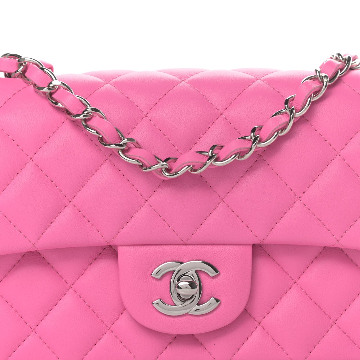 Chanel Lambskin Quilted Mini Rectangular Flap Pink 8 of 12
