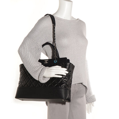 Chanel Lambskin Caviar Quilted Bi Coco Large Shopper Tote Black 2 of 9