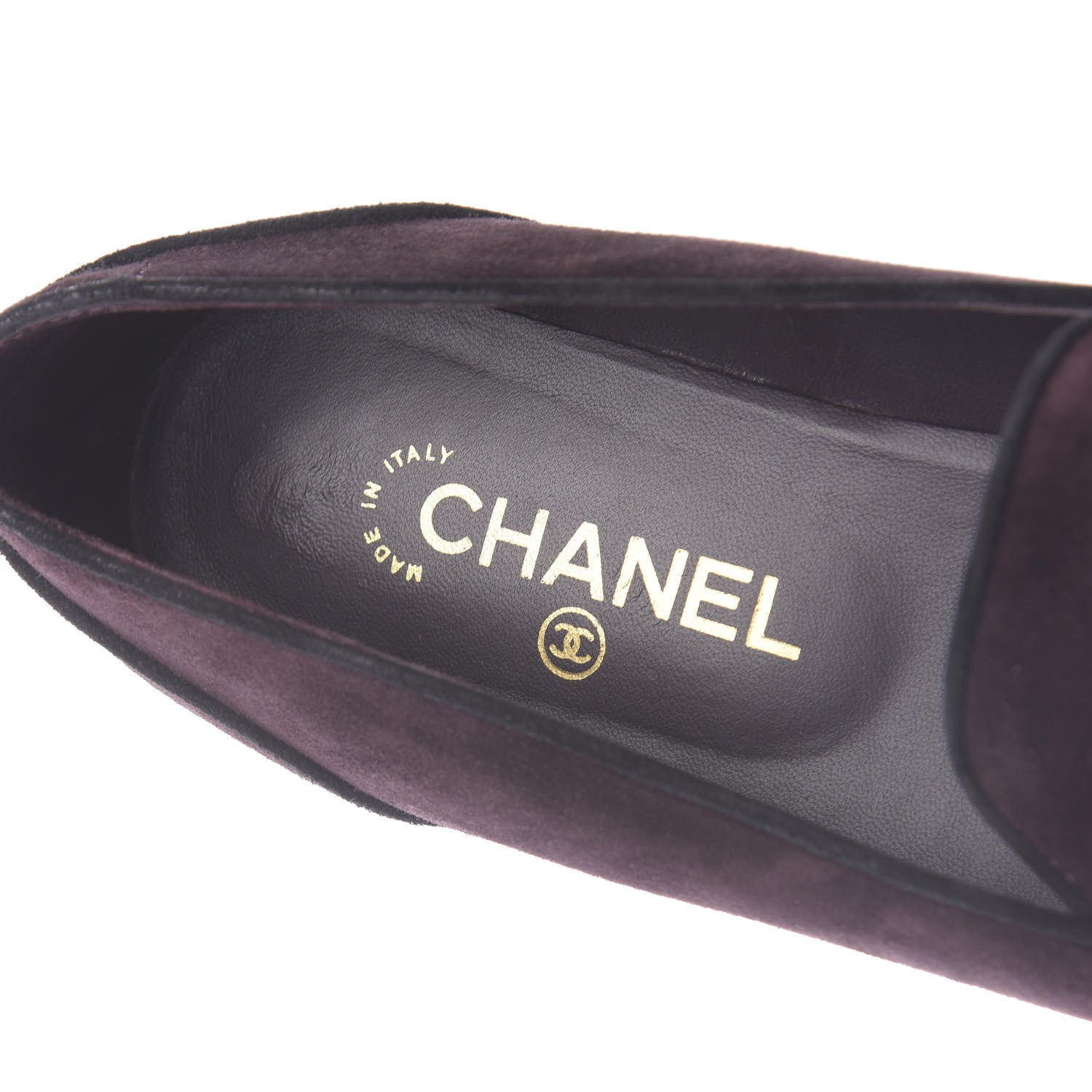 Chanel Suede Calfskin Womens Mocassin CC Flats 41.5 Purple 8 of 12