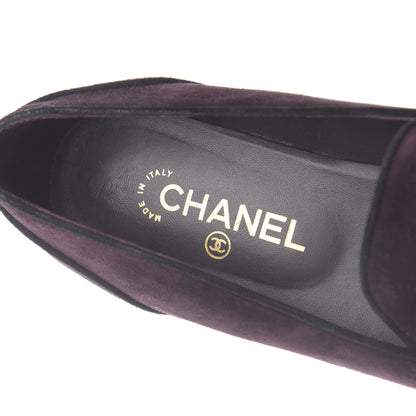 Chanel Suede Calfskin Womens Mocassin CC Flats 41.5 Purple 8 of 12